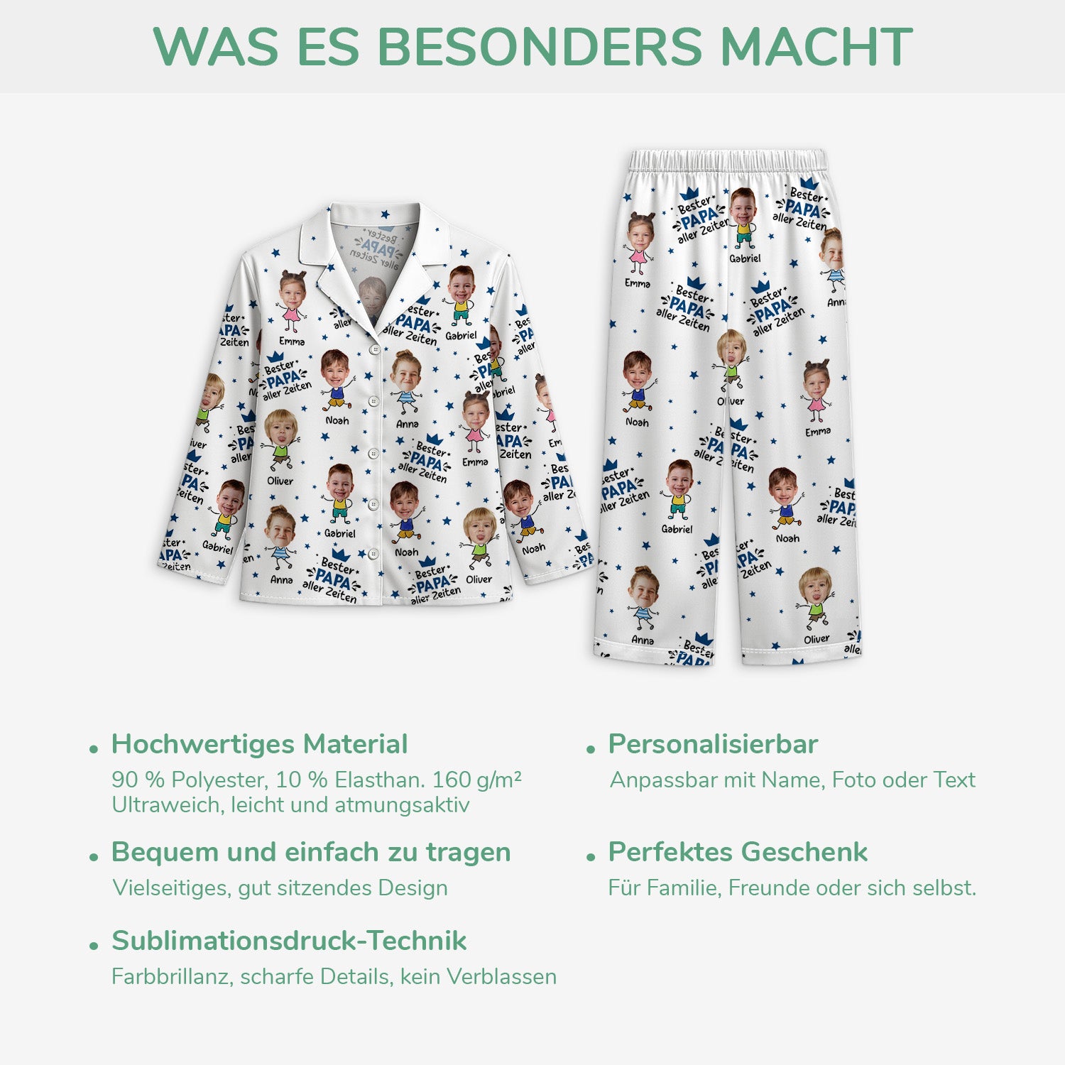 5995VGE5 bester papa beste mama ever personalisierte pyjamas papa mama mit gesicht 5995V6MMB