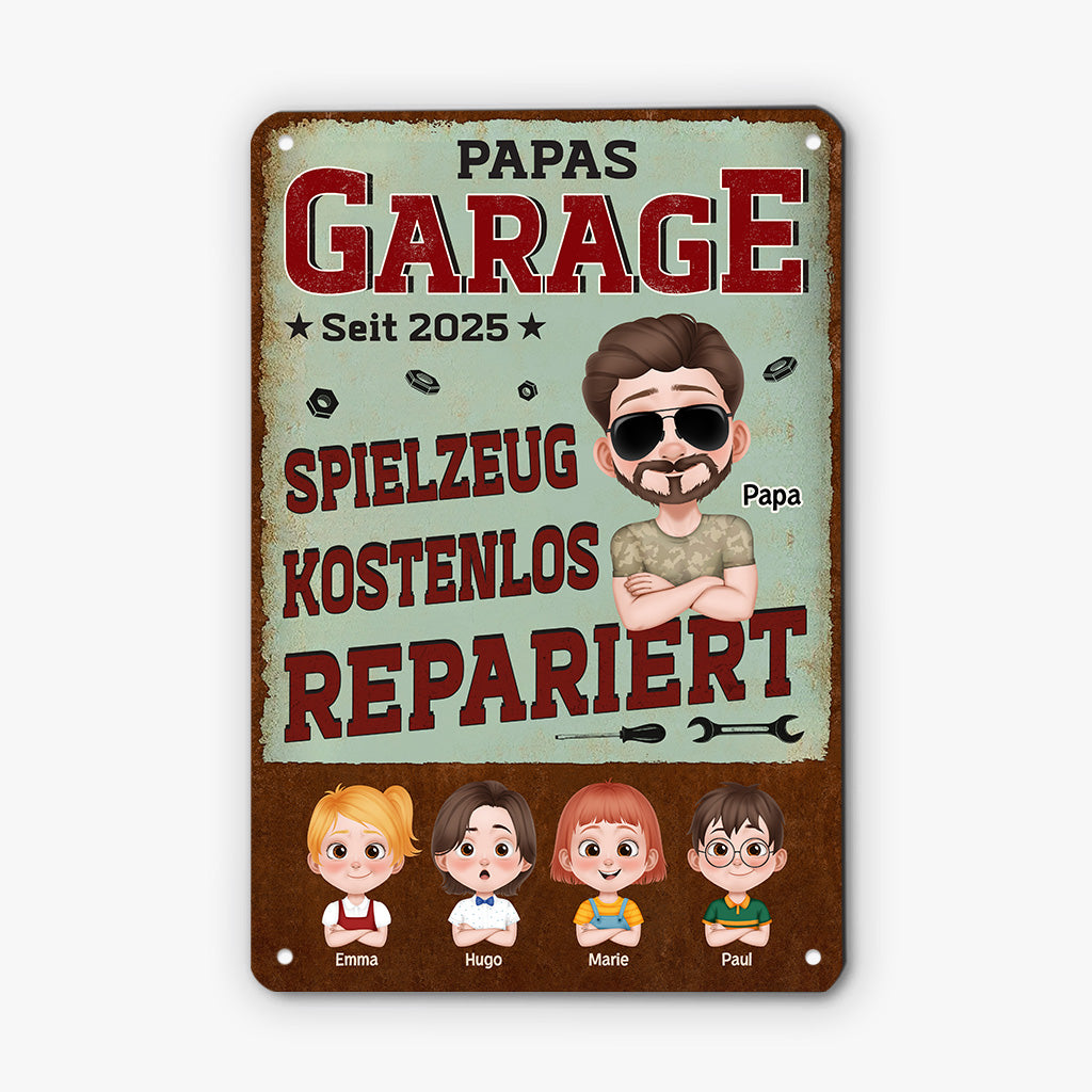 6000EGE2 spielzeug reparaturen gratis werkstatt schild personalisiert papa opa 6000E6TMB
