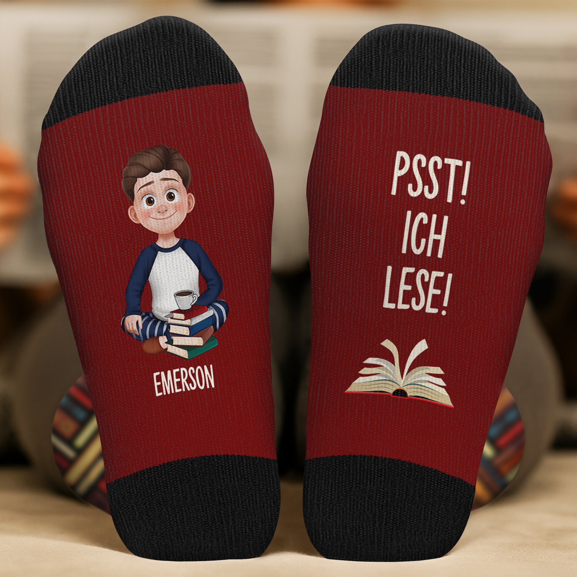 6030JGE2 psst ich lese socken personalisiert_ leseratten_ manner frauen 6030J6Q5A