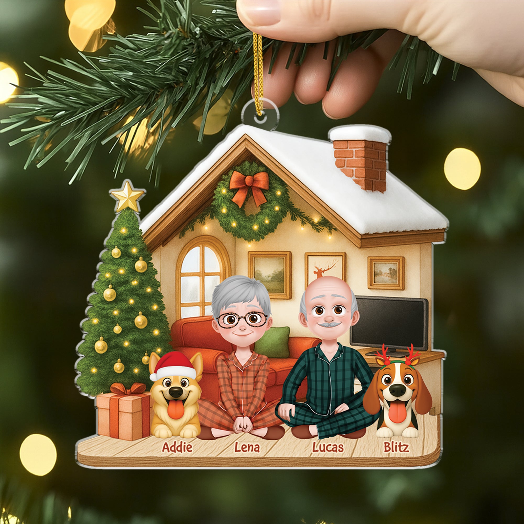 6032OGE2 du ich und die hunde personalisierter weihnachtsschmuck_ acryl schwules paar 6032OTZZC