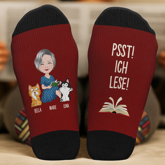 6034JGE2 psst ich lese socken personalisieren text_ leseratten mit katzen 6034J8LND