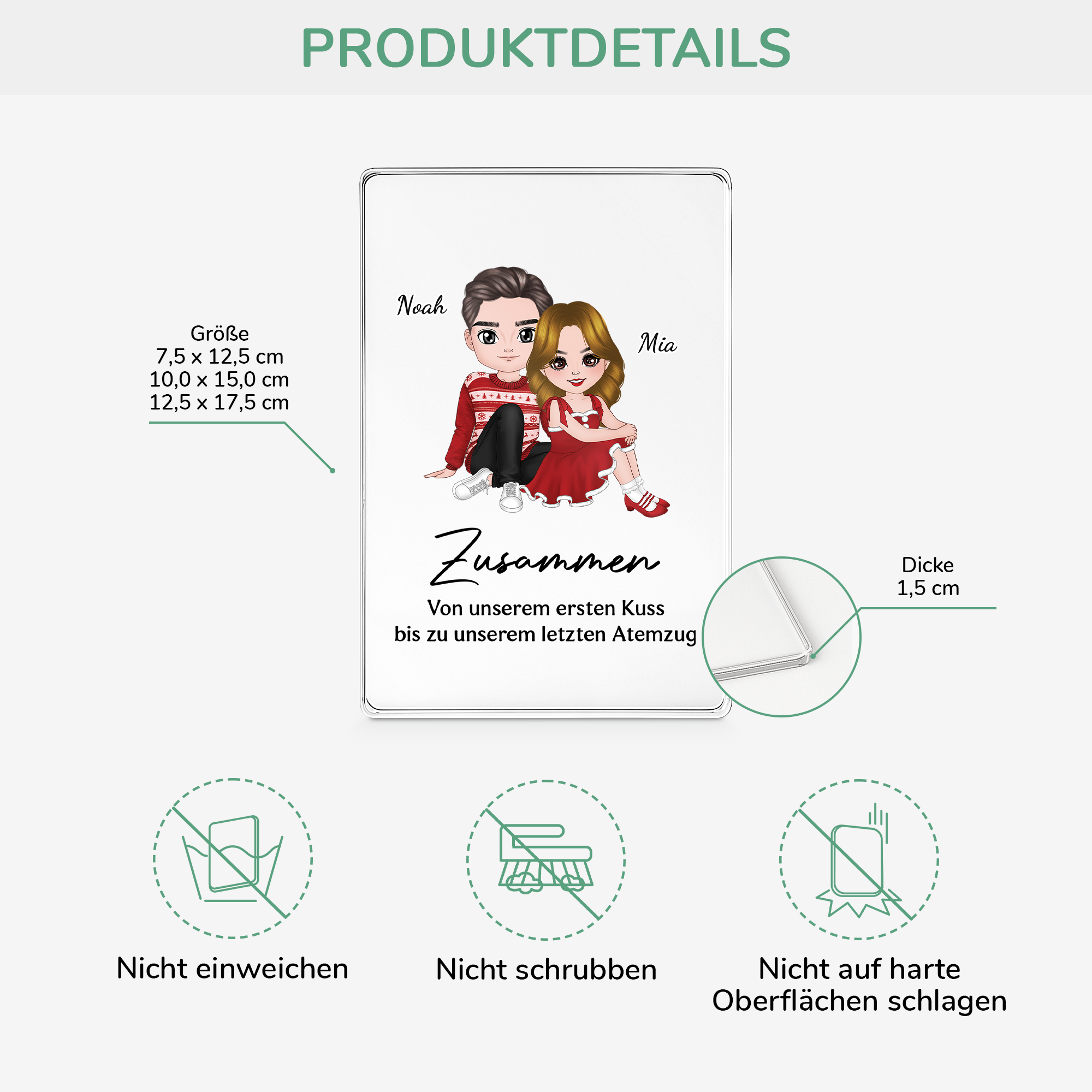 6038RGE3 vom ersten kuss bis zum letzten atemzug personalisierte rechteck acryl plakette paare 6038RTZ5G