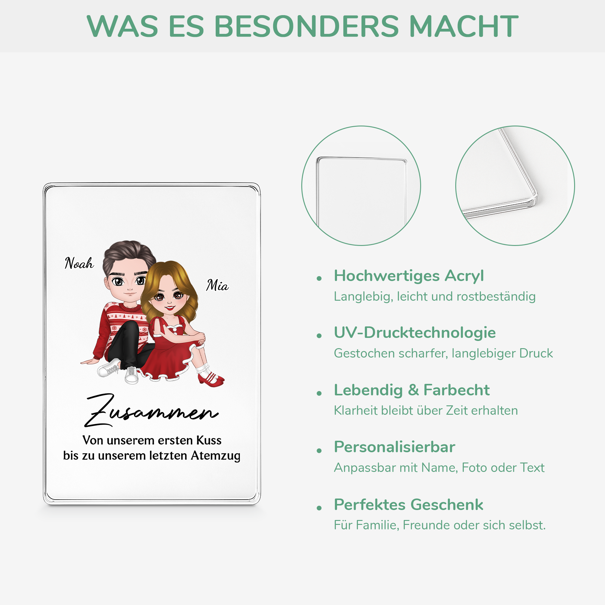 6038RGE4 vom ersten kuss bis zum letzten atemzug personalisierte rechteck acryl plakette paare 6038RTZ5G