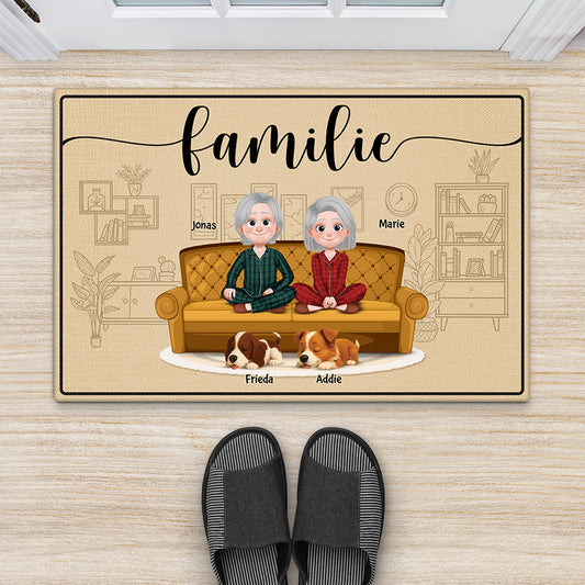 6039DGE2 herzlich willkommen cartoon fussmatte personalisiert hund_ 6039D6HNC