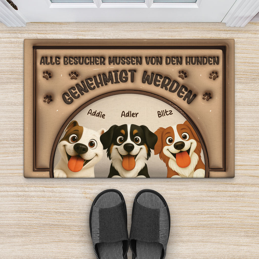 6049DGE2 3d druck effekt allebesuchermussenvomhund genehmigtwerden fussmatte personalisiert hund_ 6049D6TAC_00507384 6b51 4809 bd8c 580f037e1da7