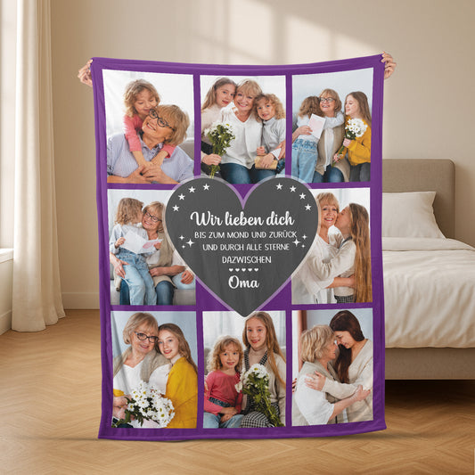 6073BGE2 ich liebe dich bis zum mond und zuruck kuscheldecke personalisiert familie mit foto 6073B6PMI
