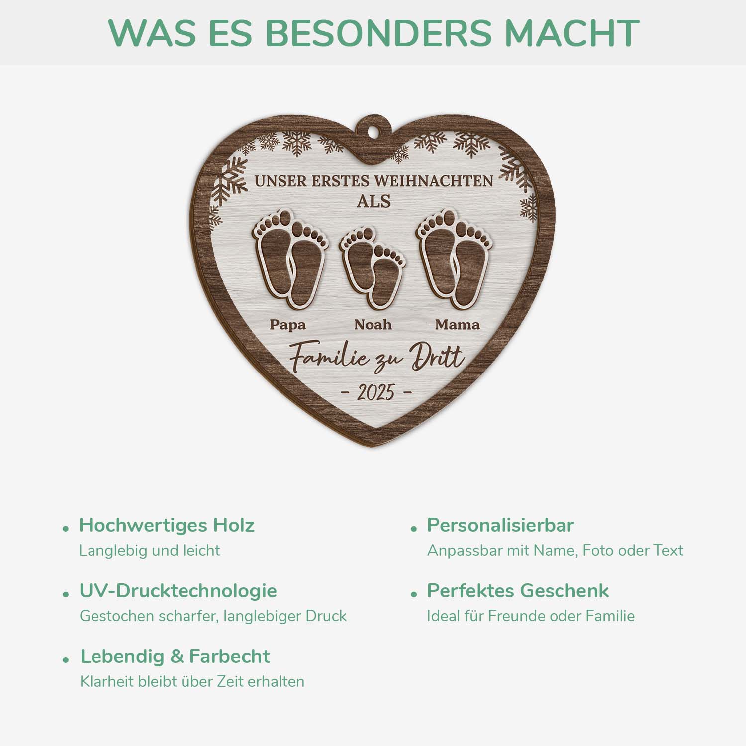 6076OGE4 unser erstes weihnachten als familie fussabdruck personalisierte 2 schicht holz ornamente 6076O6MNI