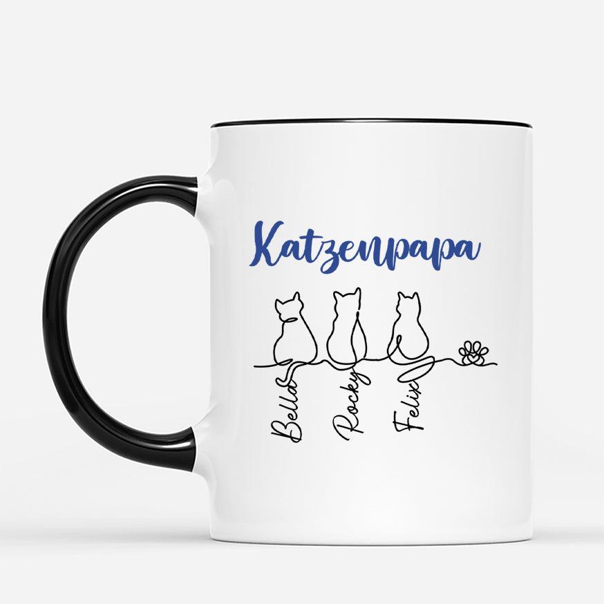 Katzenpapa/Katzenmama Lineart - Personalisierte Geschenke Katze