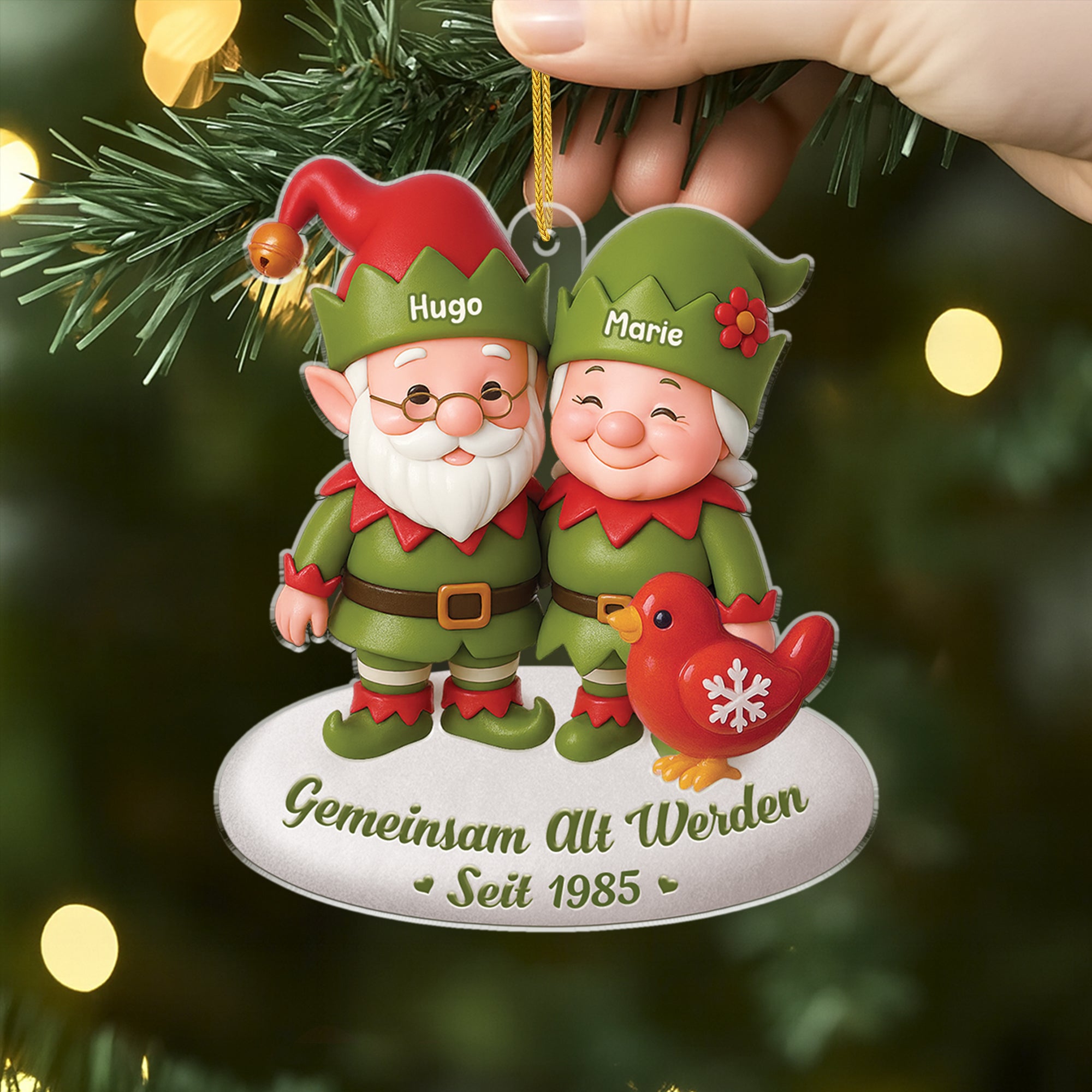 6092OGE2 3d druck effekt gemeinsam alt werden seit acryl weihnachtsschmuck_ personalisiert paare weihnachtself 6092OKHZG