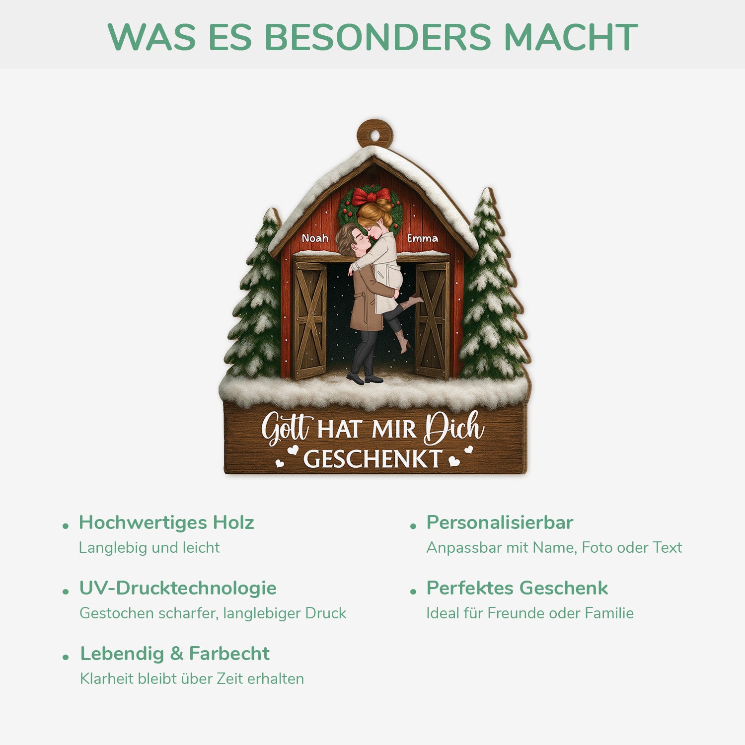 6105OGE4 gott hat mir dich geschenkt personalisierte 1 schicht holz ornamente weihnachten paar 6105OKQMG