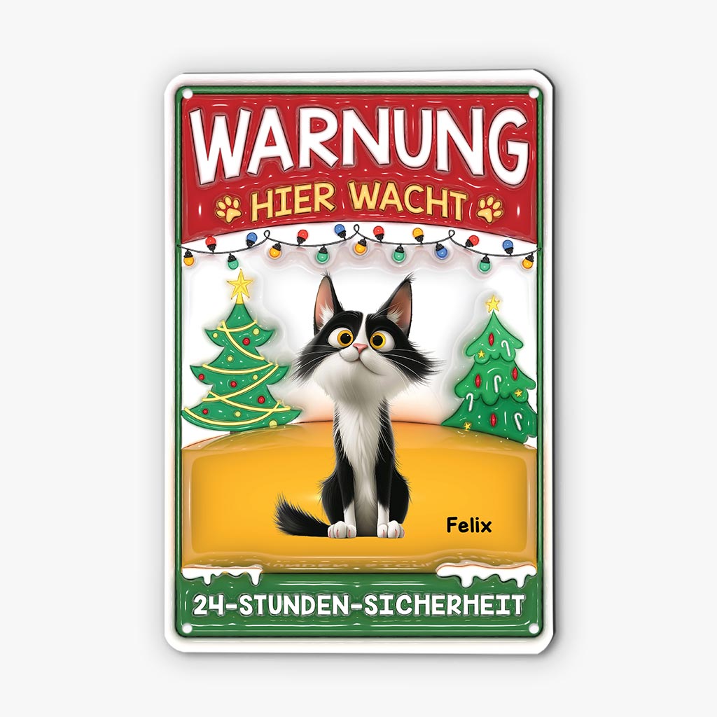 6121EGE2 bereich patrouilliert von turschild katze personalisiert_ weihnachten 6121ETYAD