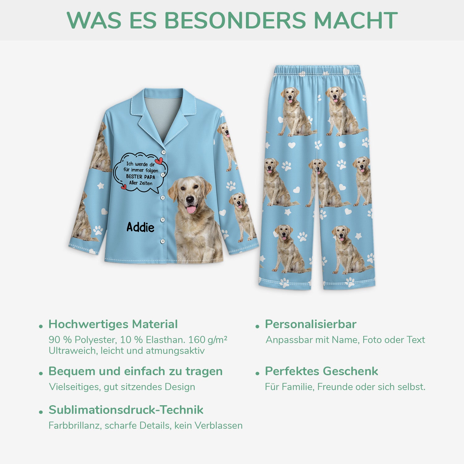 6128VGE5 ich werde dir fur immer folgen personalisierte pyjamas_ hunde mit foto 6128VTTTC