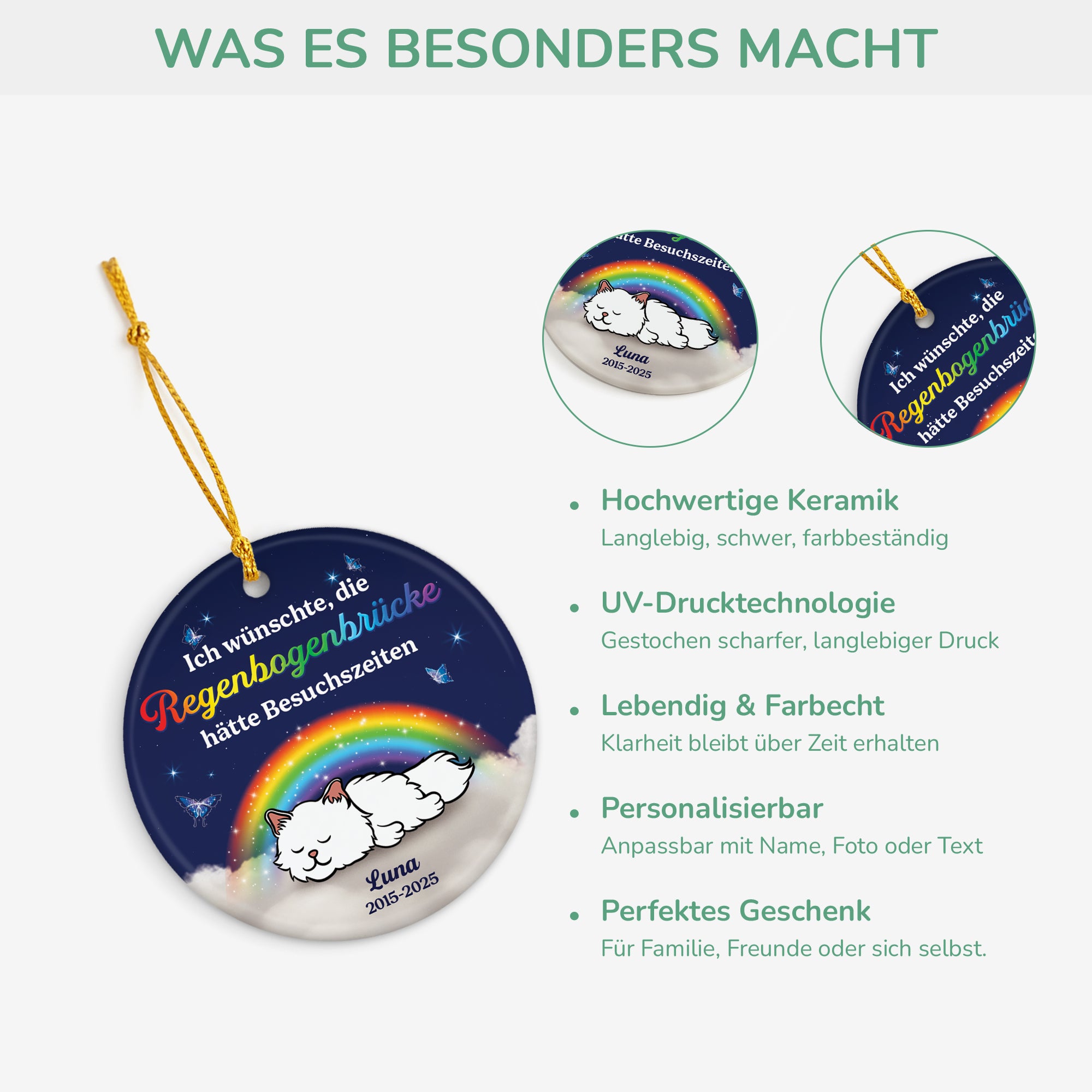 6148OGE1 ich wunschte die regenbogenbrucke hatte besuchszeiten personalisierte keramik ornamente katzen zur erinnerung 6148OK6ZD4