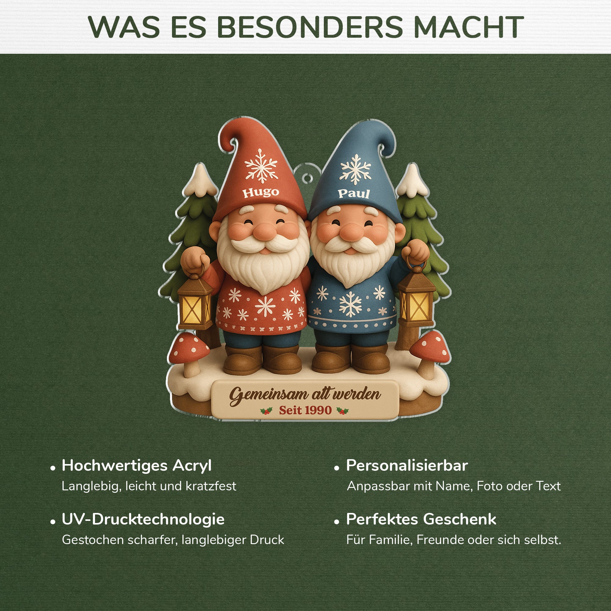 6151OGE4 3d druck effekt gemeinsam alt werden seit acryl weihnachtsschmuck_ personalisiert fur queere menschen schwule paare 6151OKTMG