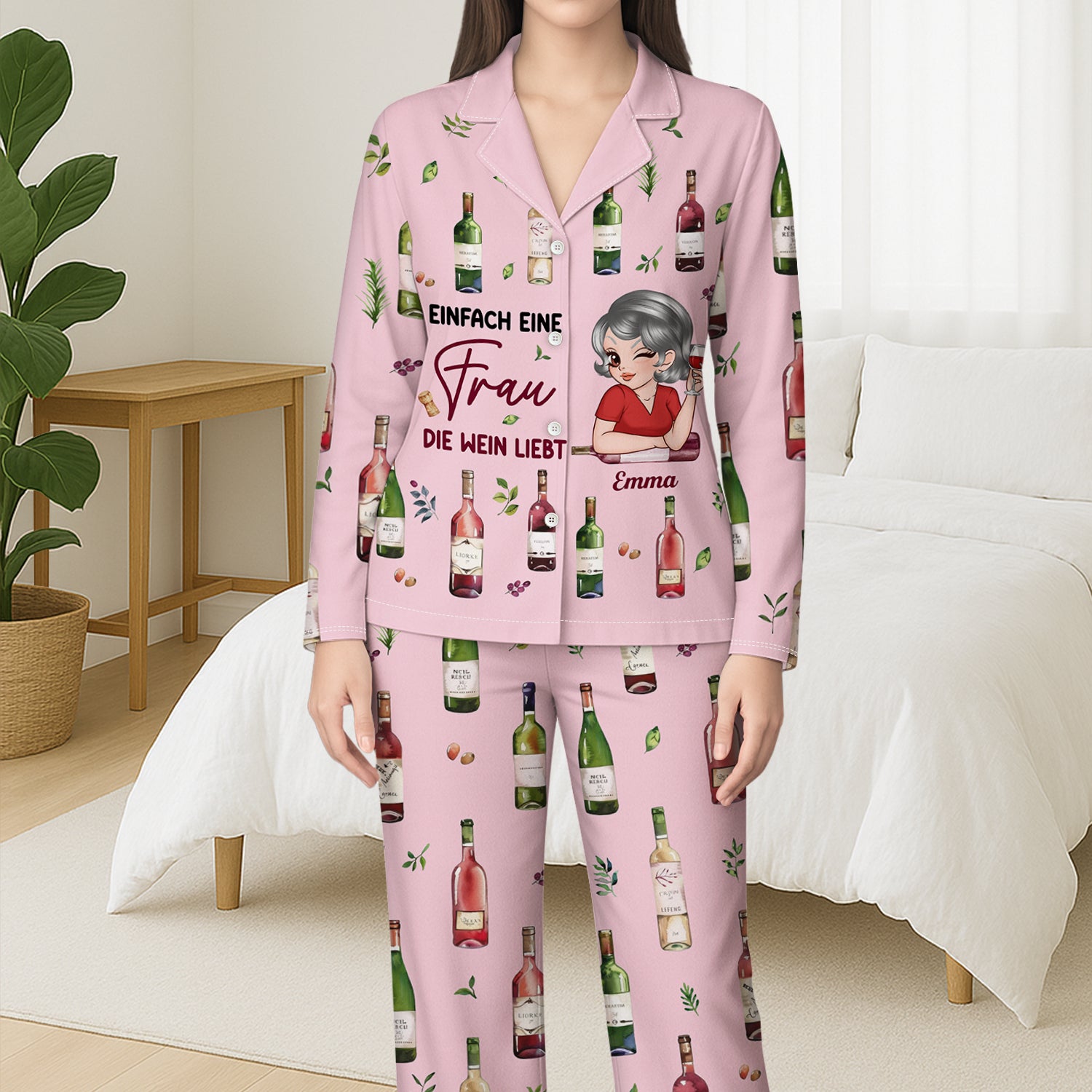 6154VGE3 nur aufgeber machen den korken drauf personalisierte pyjama damen_ alkohol 6154VKLZA