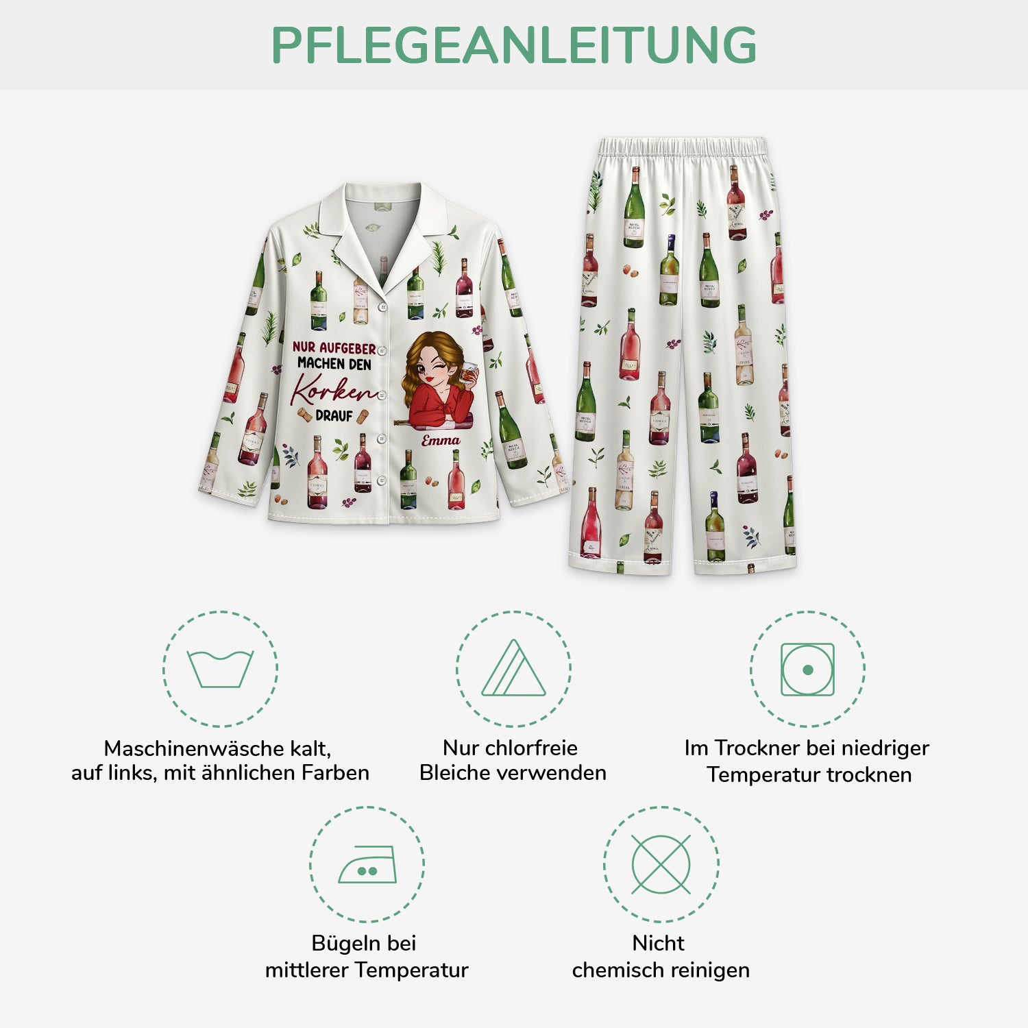 6154VGE4 nur aufgeber machen den korken drauf personalisierte pyjama damen_ alkohol 6154VKLZA