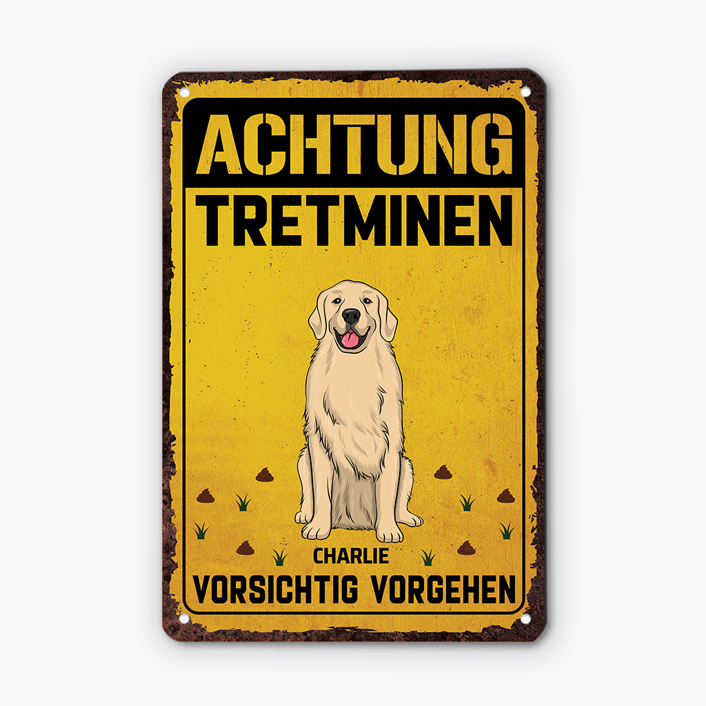 6157EGE1 achtung tretminen vorsichtig vorgehen lustiges turschild hund personalisiert_ 6157E8KZC