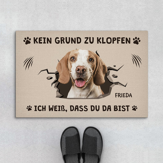 6160DGE1 kein klopfen notig ich weiss dass du da bist lustige fussmatte personalisiert hund_ mit foto 6160D8QNC