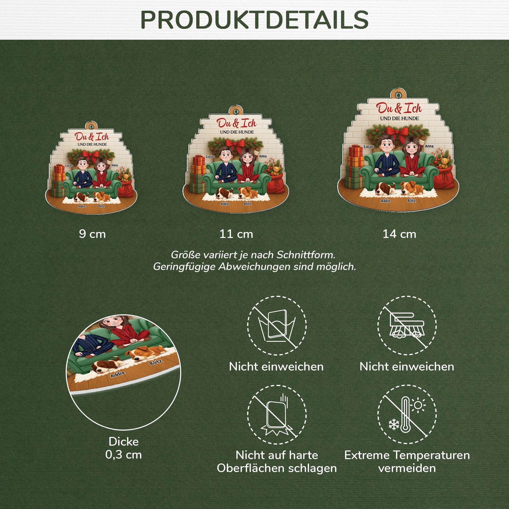 6168OGE3 3d druck effekt du ich und die hunde acryl weihnachtsschmuck personalisiert_ paare 6168O