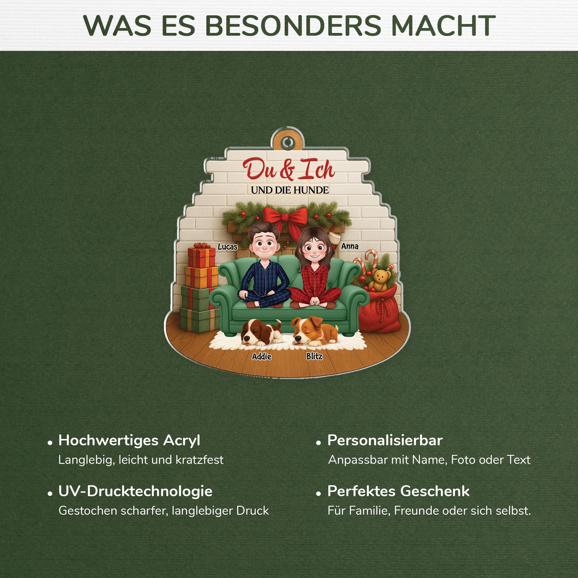 6168OGE4 3d druck effekt du ich und die hunde acryl weihnachtsschmuck personalisiert_ paare 6168O