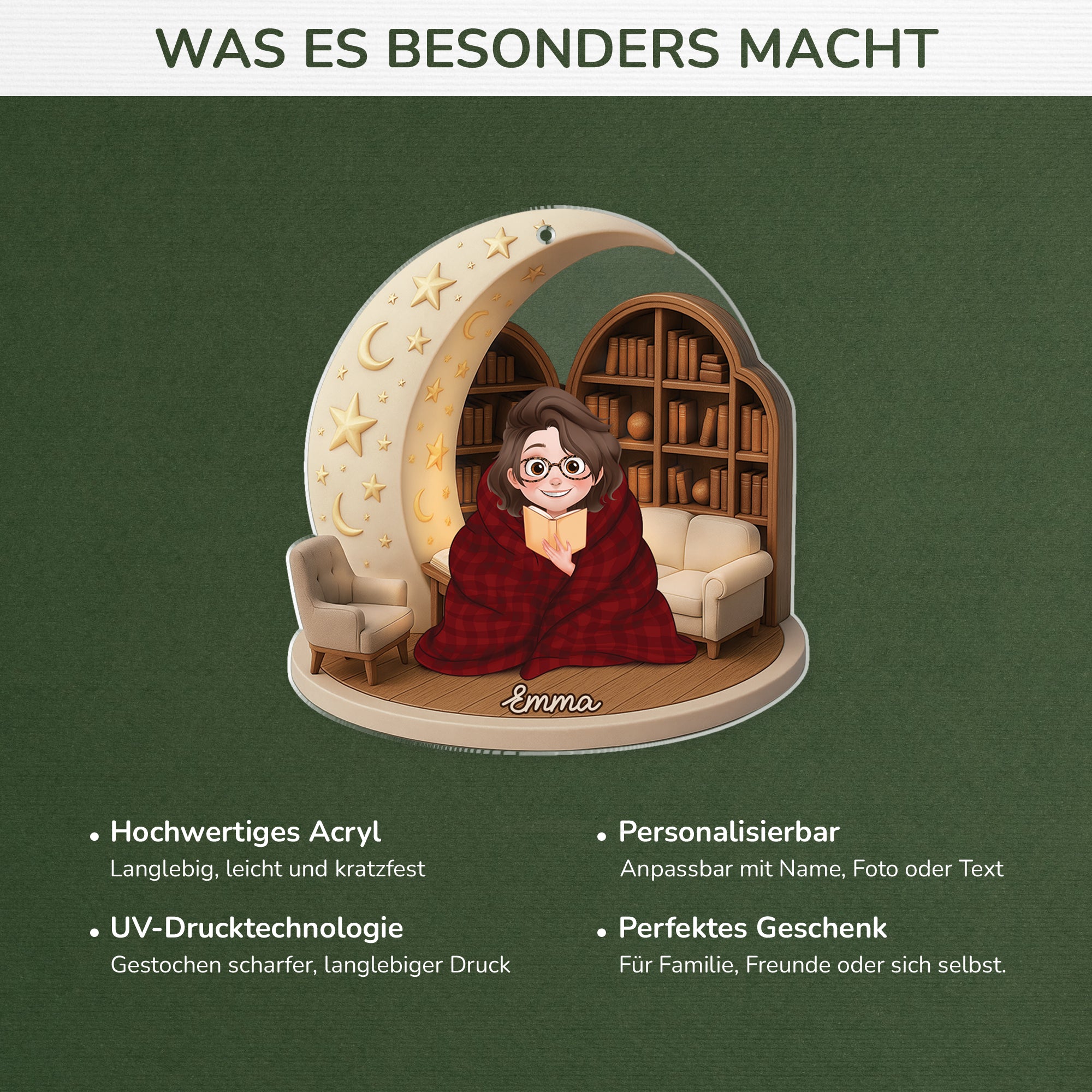 6174OGE4 3d druck effekt leseratten_ frauen manner acryl weihnachtsschmuck personalisiert_ 6174O8LNA