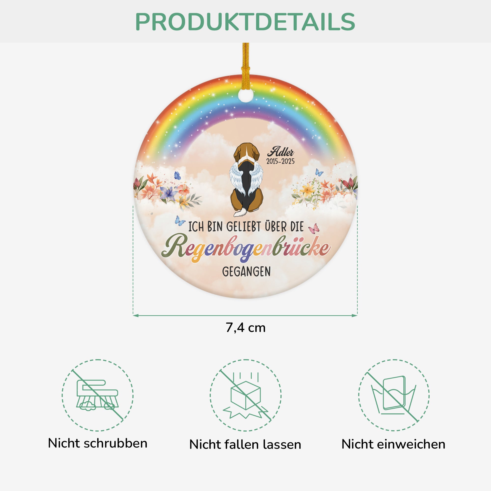 6176OGE1 ich bin geliebt uber die regenbogenbrucke gegangen personalisierte keramik ornamente hunde zur erinnerung 6176OK6QC3