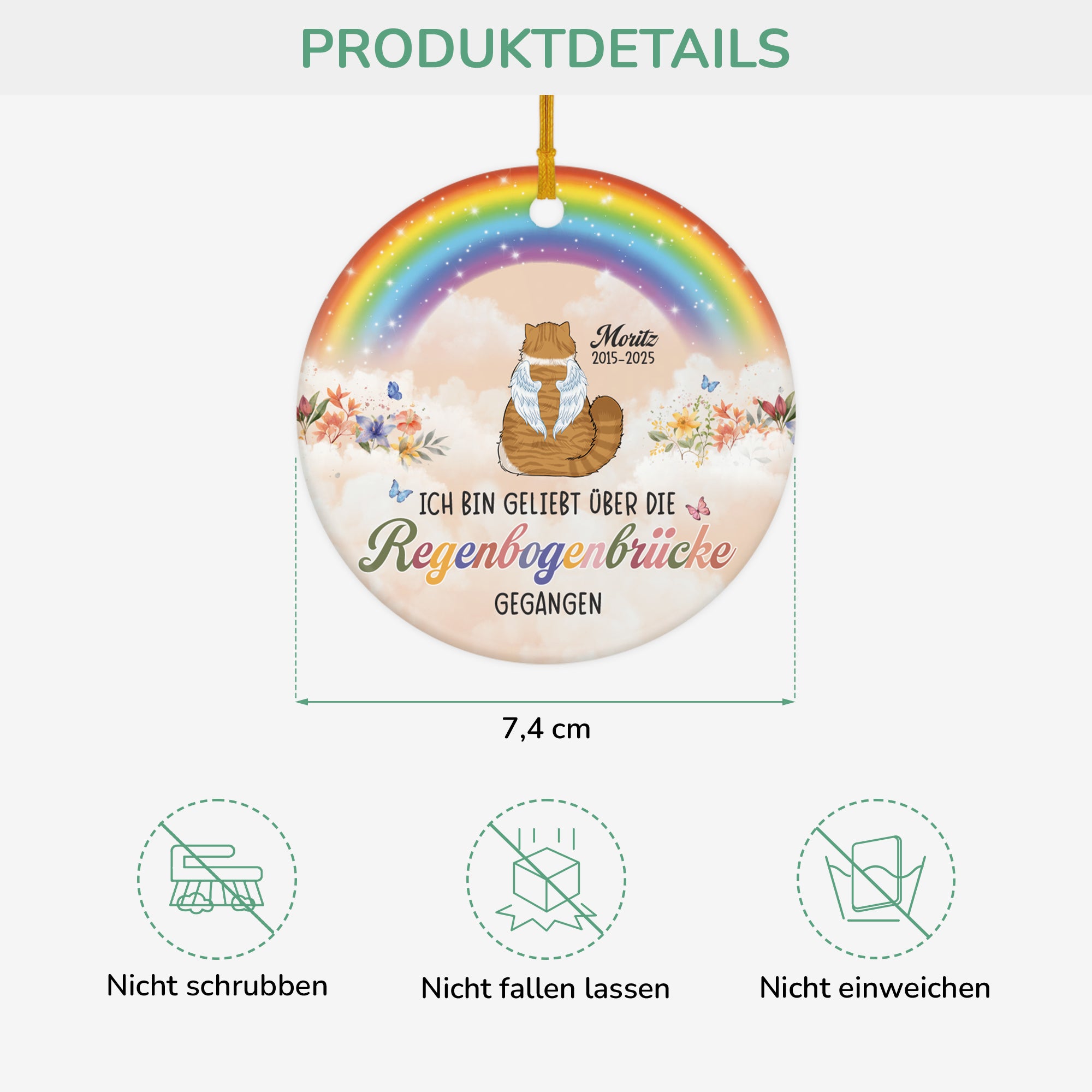6176OGE1 ich bin geliebt uber die regenbogenbrucke gegangen personalisierte keramik ornamente katzen zur erinnerung 6176OK6QD3