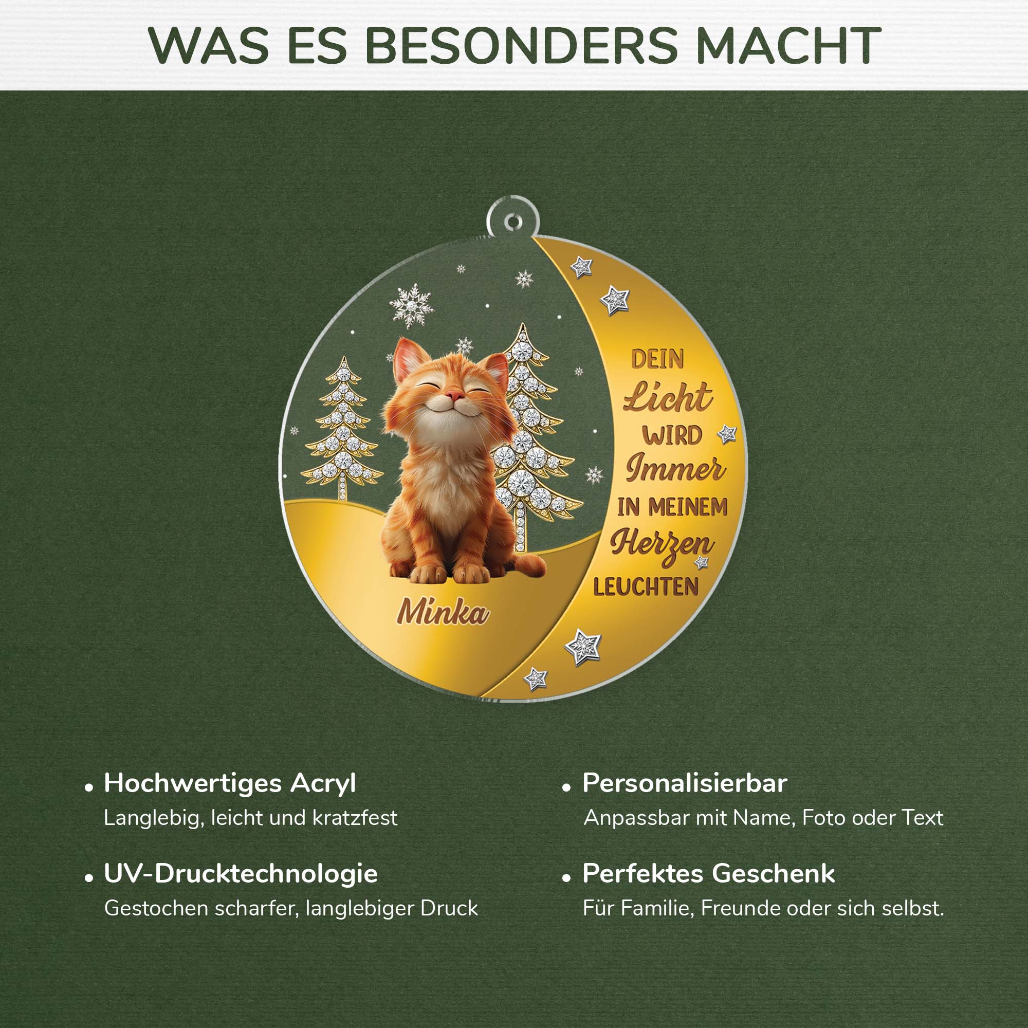 6215OGE4 dein licht wird fur immer in meinem herzen leuchten personalisierte acryl ornamente katze zur erinnerung 6215o6std