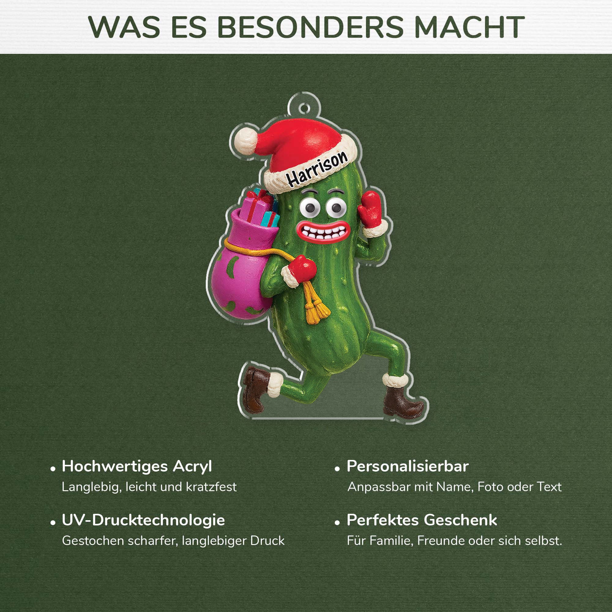 6219OGE4 3d druck effekt gewurzgurken mit emotionen acryl weihnachtsschmuck personalisiert frauen manner 6219O6V5A