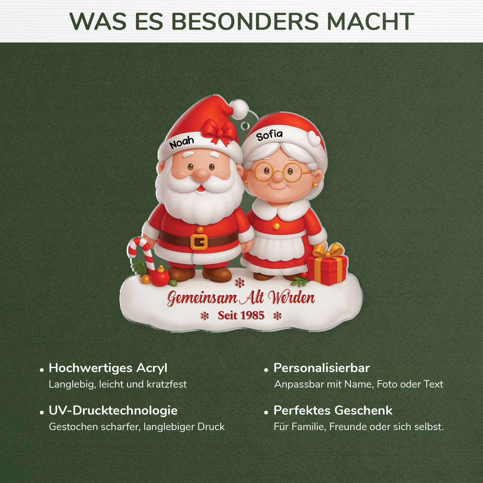 6229OGE4 3d druck effekt gemeinsam alt werden acryl weihnachtsschmuck personalisiert paar weihnachtsmann 6229OTTAG