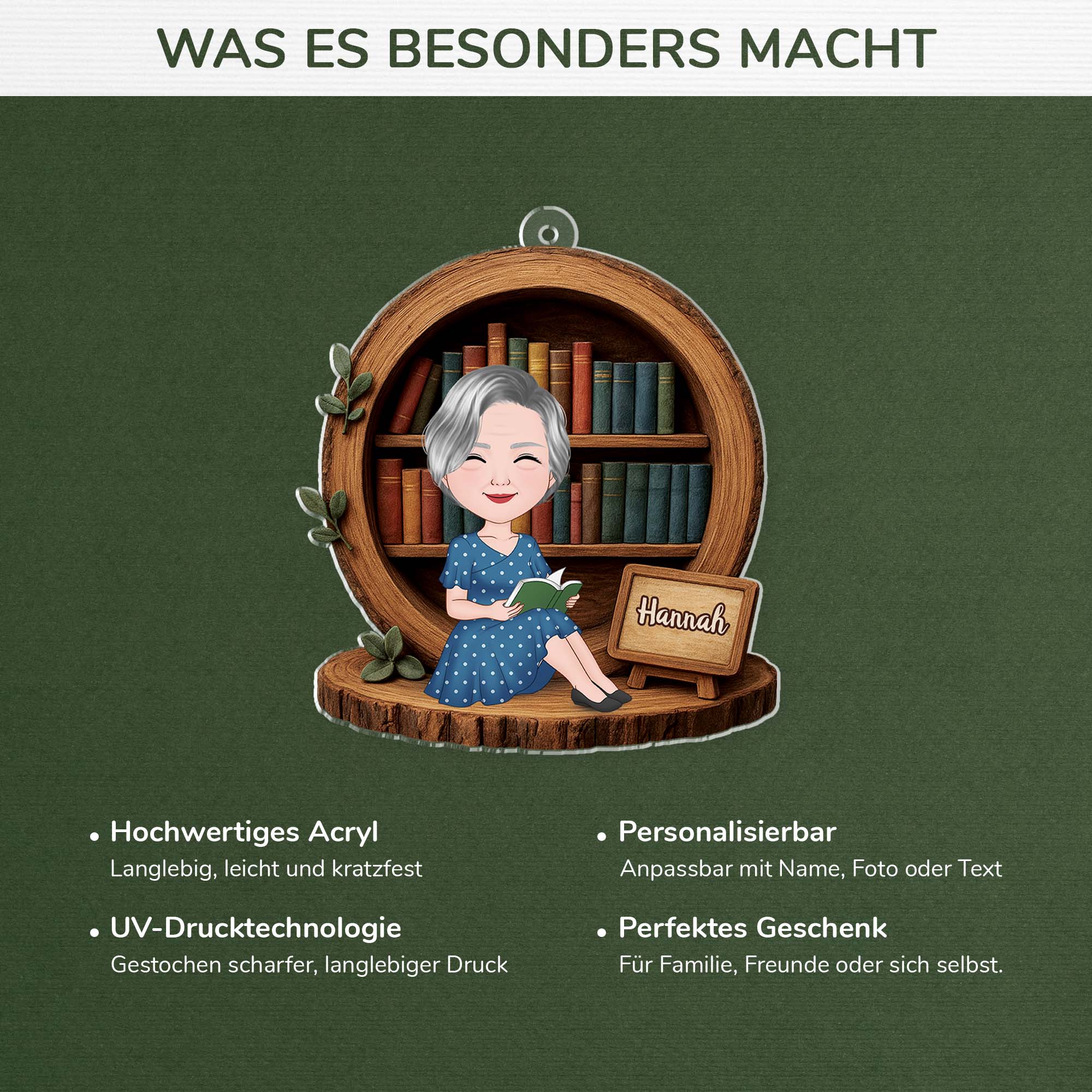 6234OGE4 3d druck effekt geschenke fur leseratten_ frauen acryl weihnachtsschmuck personalisiert 6234O3QAA