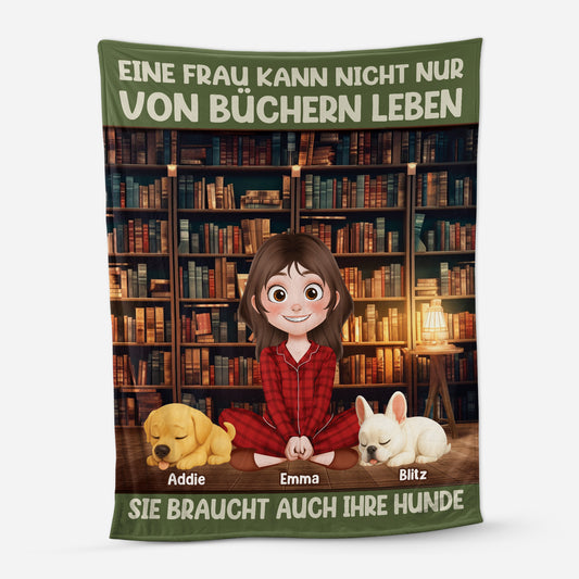 6239BGE1 die frau der mann braucht bucher und hunde kuscheldecke personalisiert_ 6239B8LZC