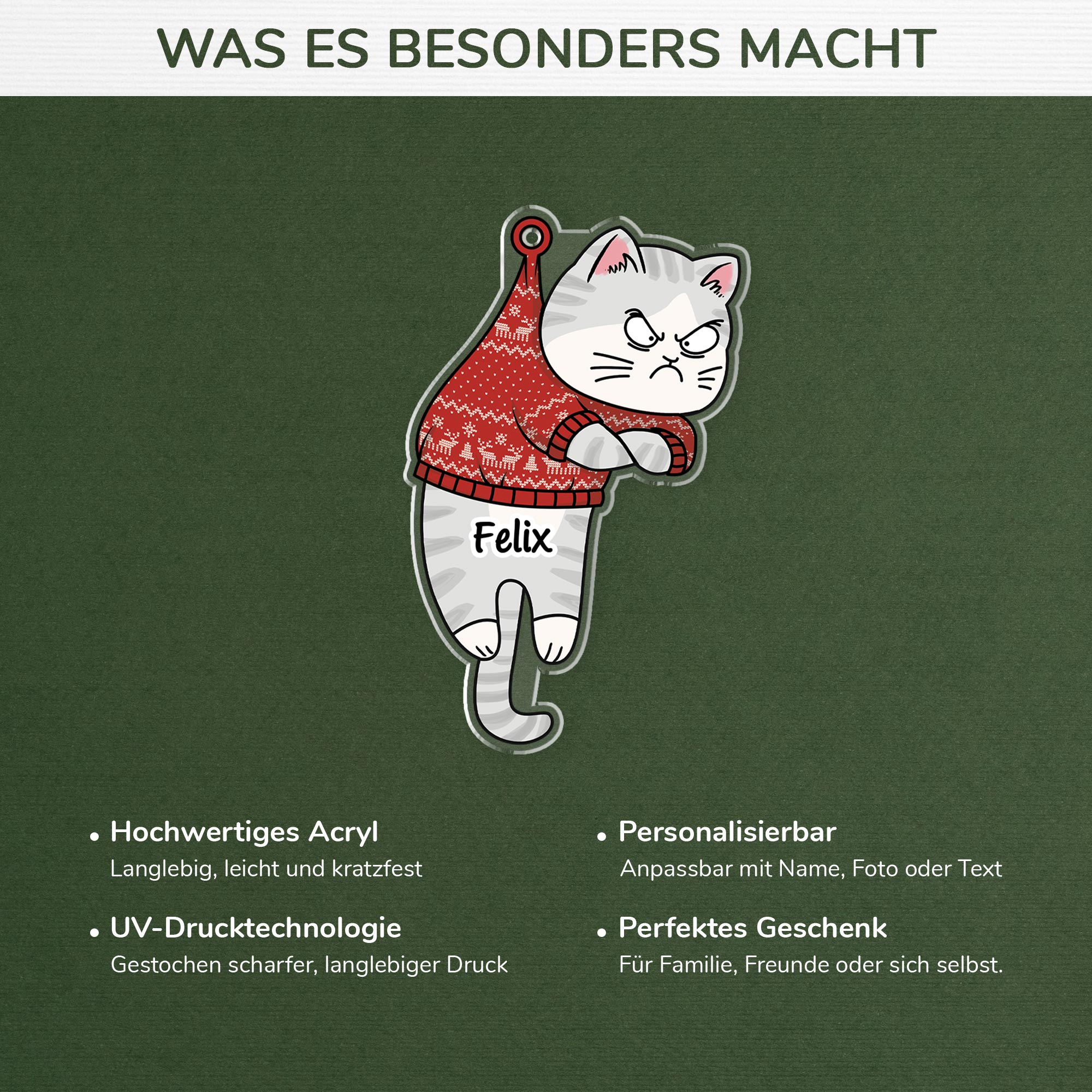 6245OGE4 lustiger katzen anhanger_ acryl weihnachtsschmuck personalisiert 6245O8QAD