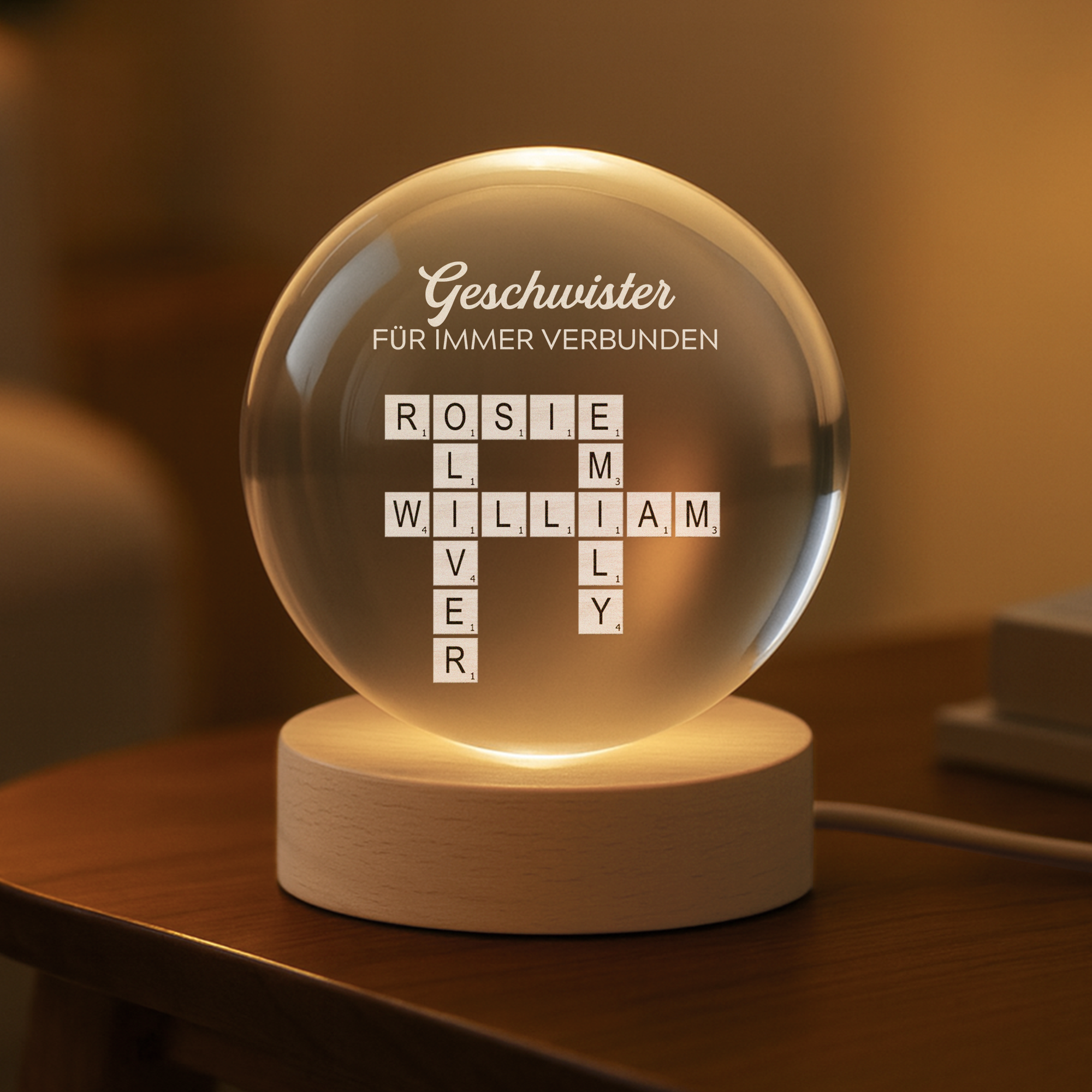 6306LGE2 familie fur immer verbunden personalisiertes kreuzwortratsel geschenk  kristallkugel bruderschwesterfamilie 6306l8f5e