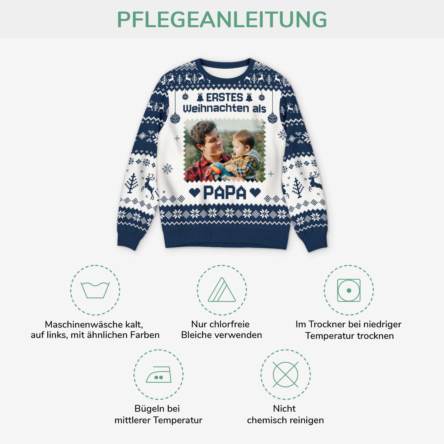 6307WGE4 erstes weihnachten als papa mama weihnachtspullover personalisiert_ mit foto 6307WKHNB