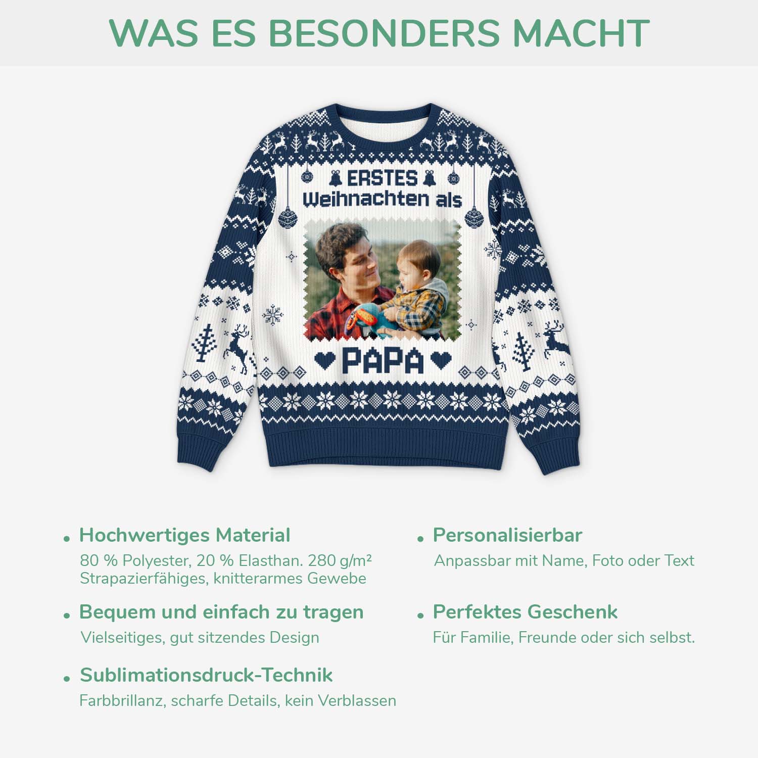 6307WGE5 erstes weihnachten als papa mama weihnachtspullover personalisiert_ mit foto 6307WKHNB