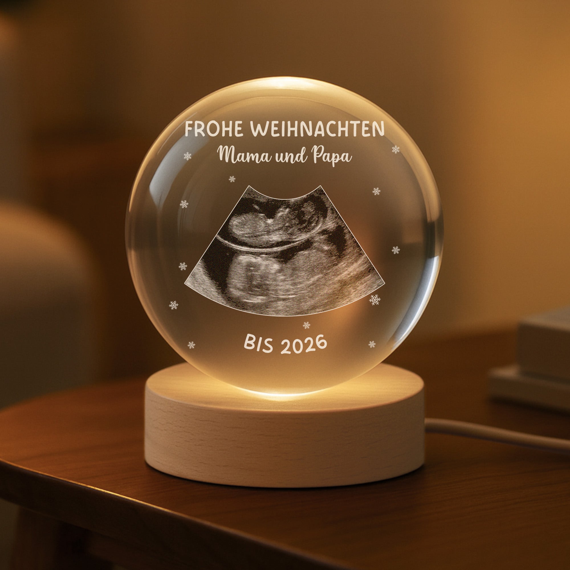 6312LGE2 frohe weihnachten papa mama kristallkugel personalisiert ultraschallbild baby 6312L3M5A