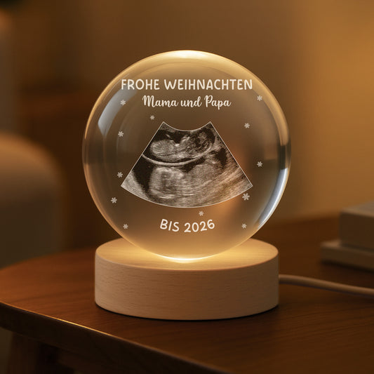 6312LGE2 frohe weihnachten papa mama kristallkugel personalisiert ultraschallbild baby 6312L3M5A