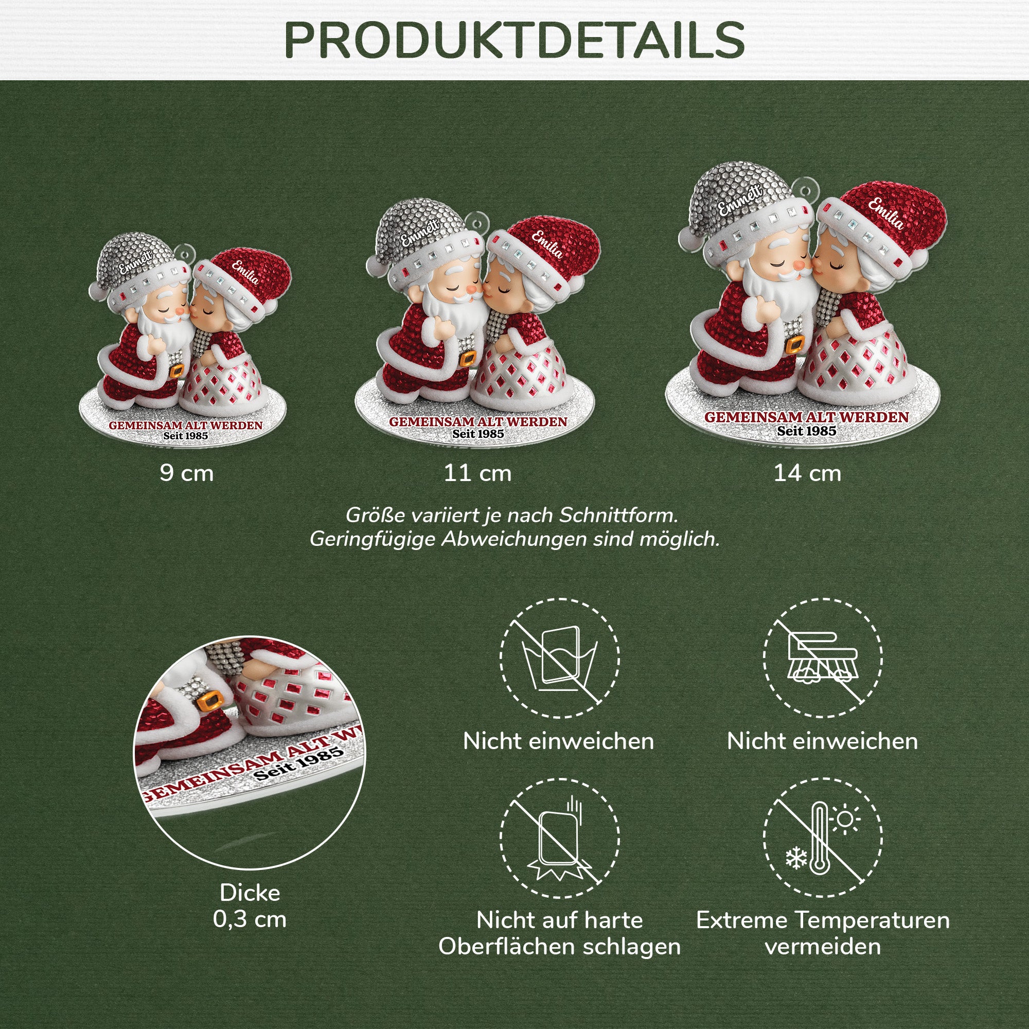 6313OGE3 3d druck effekt gemeinsam alt werden seit acryl weihnachtsschmuck personalisiert paar kuss 6313O8ZMG