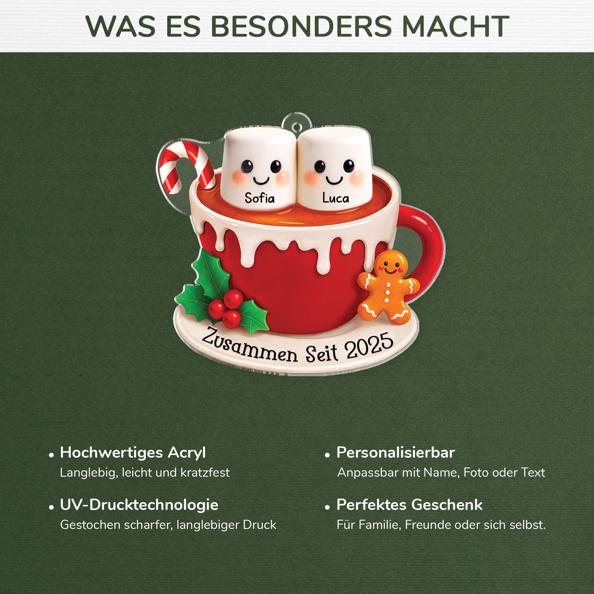 6339OGE4 3d druck effekt zusammen seit acryl weihnachtsschmuck personalisiert paar marshmallow 6339OTQ5G