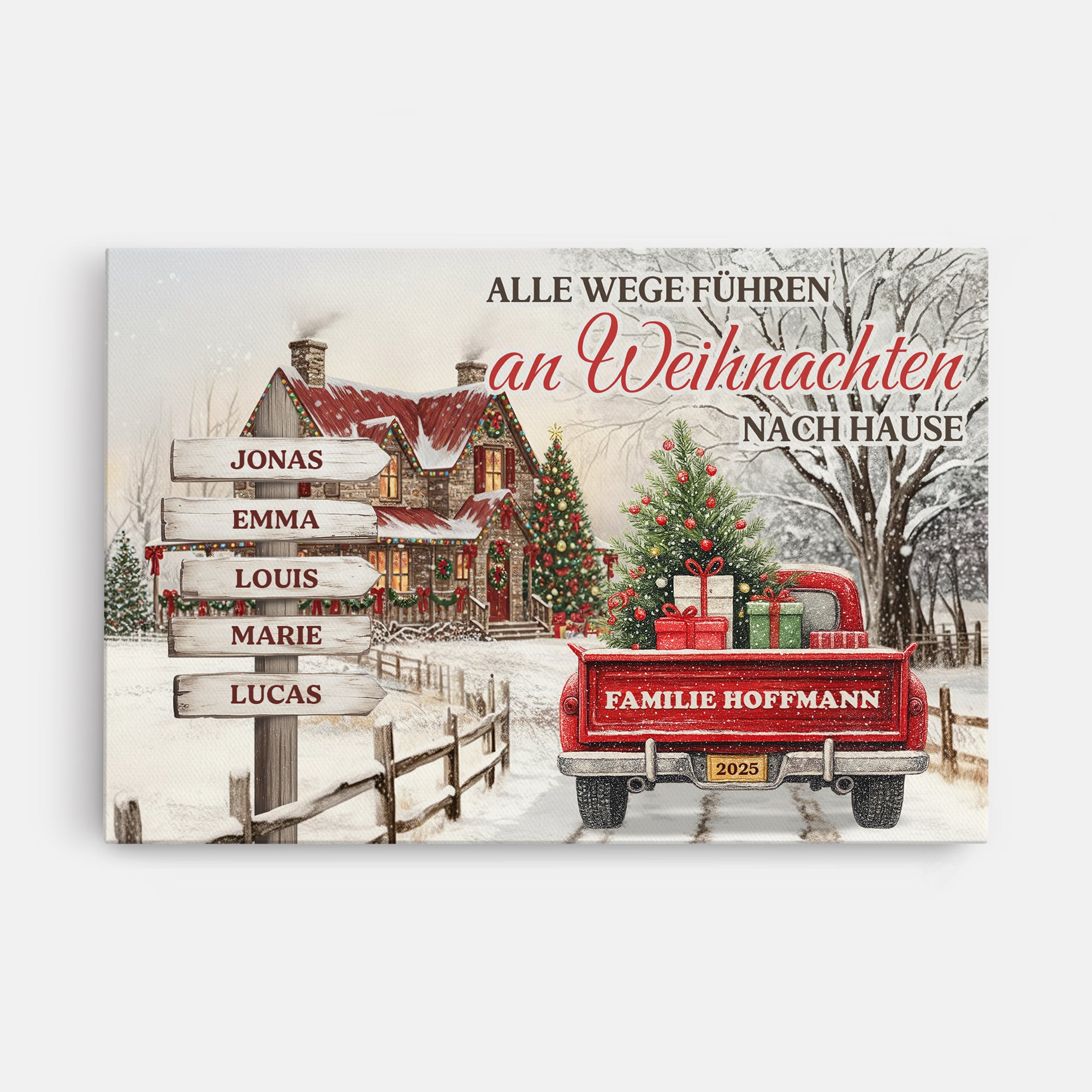 6340CGE1 alle wege fuhren an weihnachten nach hause personalisierte leinwand familie_ mit namen weihnachten 6340CTTNI