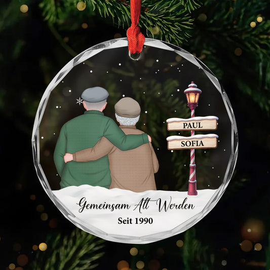 6350OGE1 gemeinsam alt werden seit glas weihnachtsschmuck personalisiert_ paar 6350OTL5G