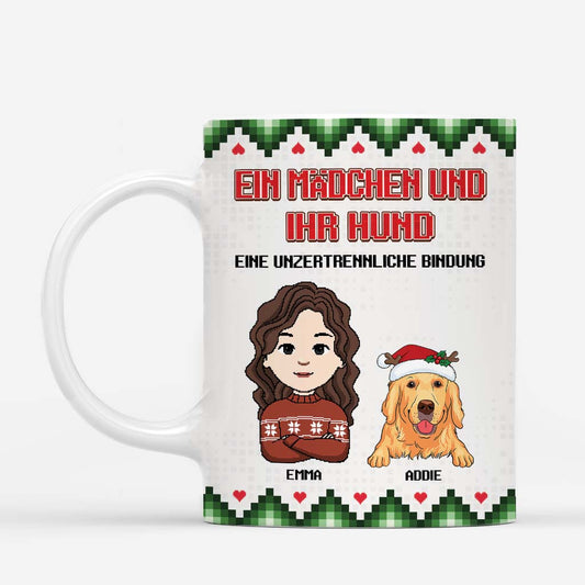 6384MGE1 ein madchen und ihre hunde weihnachtstasse personalisiert_ 6384MTZZC
