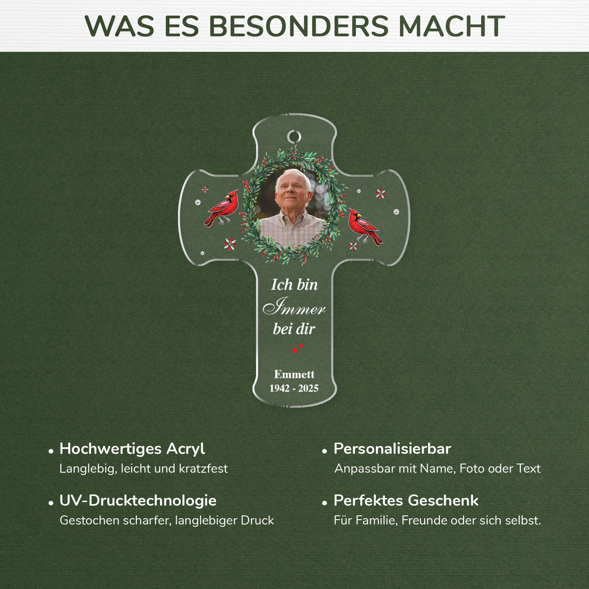 6393OGE4 ich bin immer bei dir kruzifix personalisierte acryl ornamente mama papa mit foto 6393O8QAB