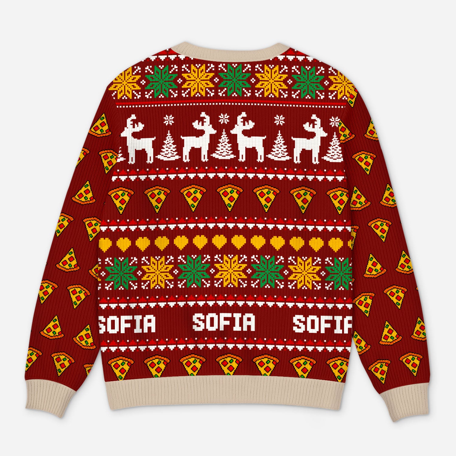 6402WGE3 rockin_ around the pizza tree lustiger weihnachtspullover personalisiert_ frauen manner 6402WTVMA