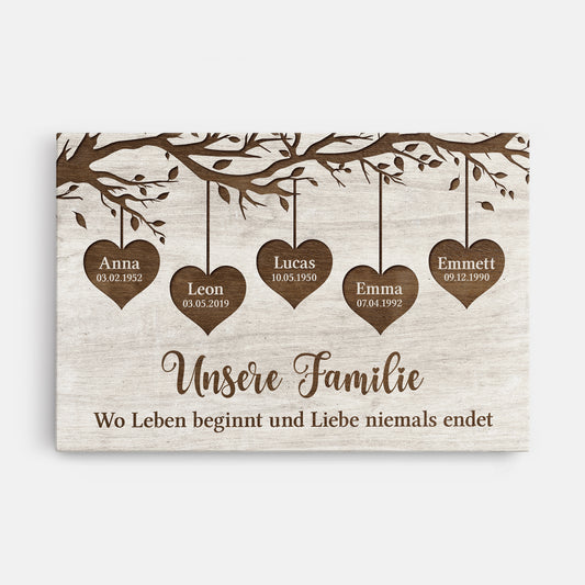 6417CGE1 unsere familie wo leben beginnt und liebe niemals endet personalisierte leinwand familie_ 6417C6TZI
