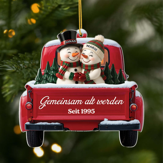 6447OGE1 3d druck effekt gemeinsam alt werden seit acryl weihnachtsschmuck personalisiert paar schneemann im auto 6447OTQ5G