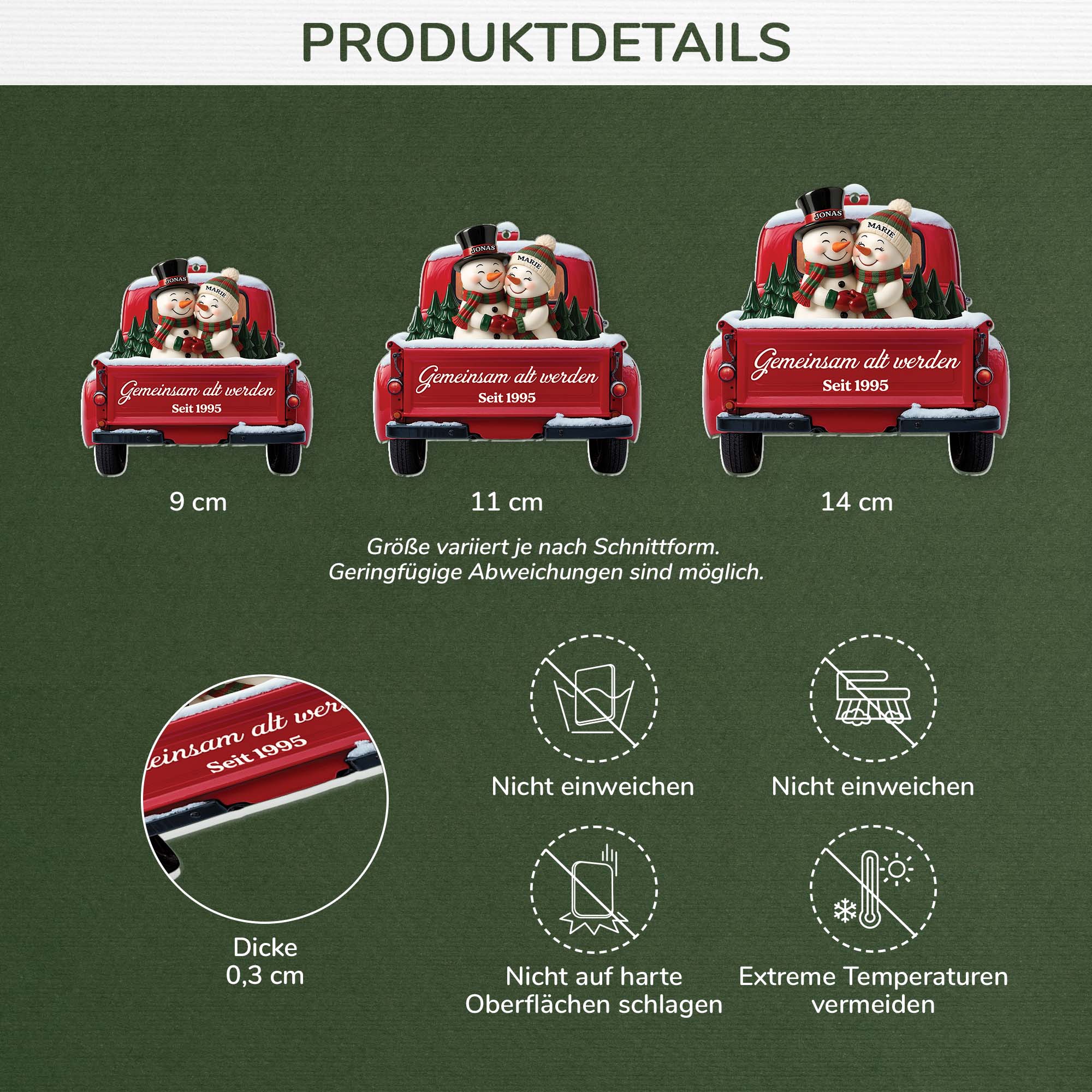 6447OGE3 3d druck effekt gemeinsam alt werden seit acryl weihnachtsschmuck personalisiert paar schneemann im auto 6447OTQ5G