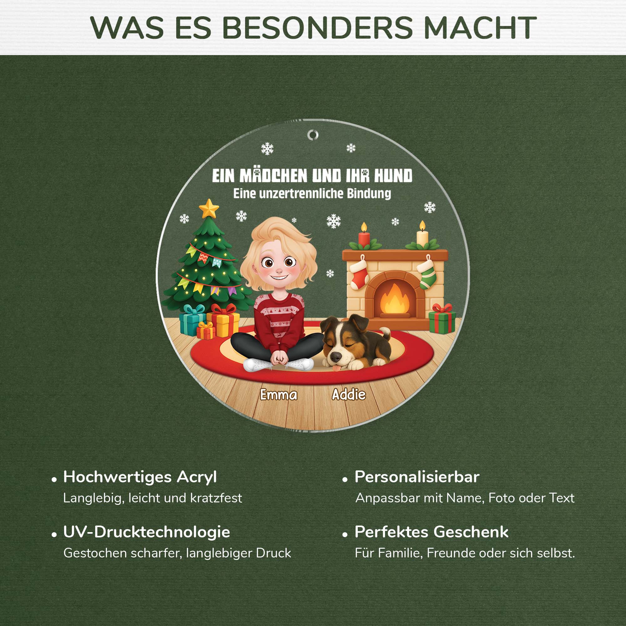 6454OGE4 ein madchen und ihr hund acryl weihnachtsschmuck personalisiert 6454OKM5C