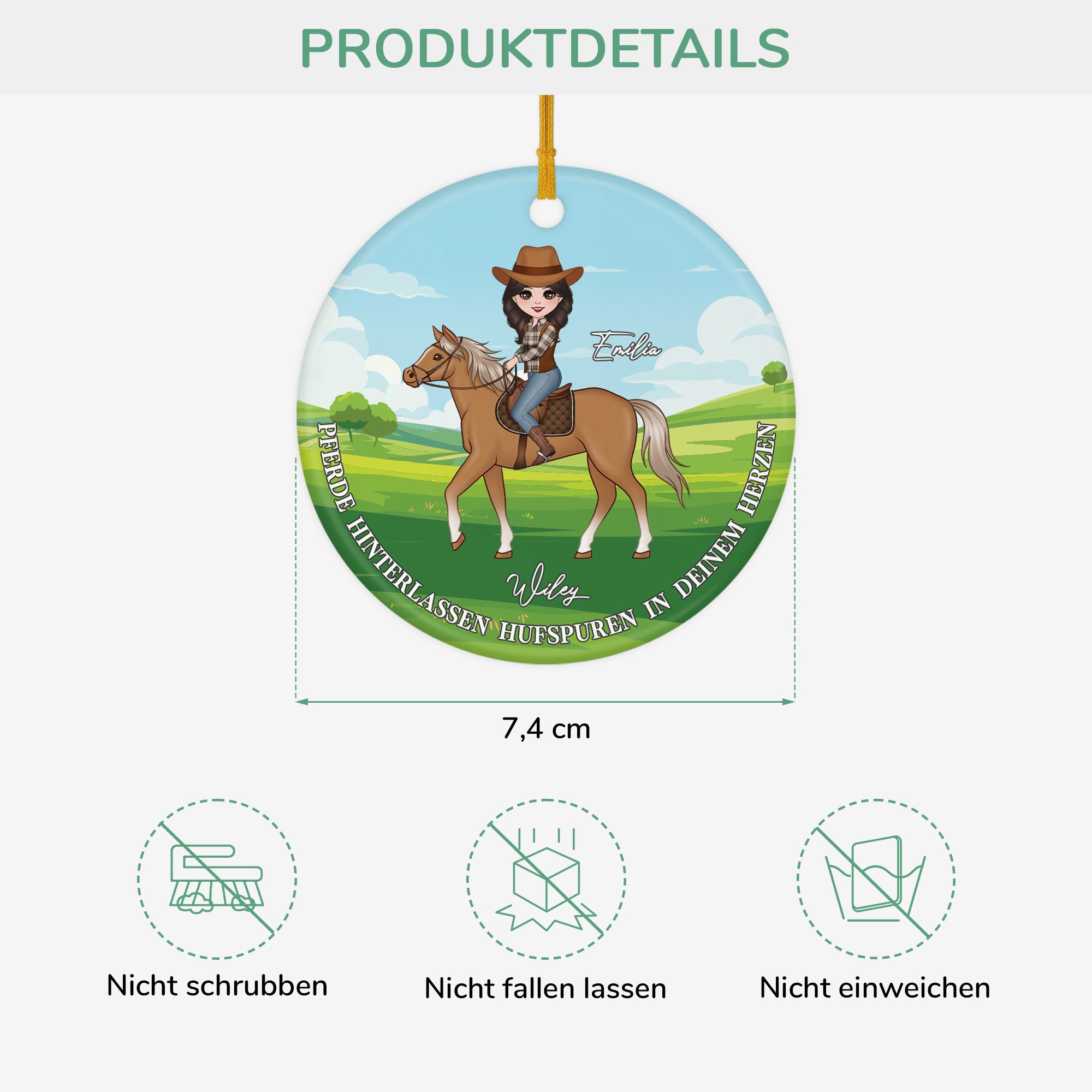 6476OGE3 pferde hinterlassen hufspuren in deinem herzen glas weihnachtsschmuck personalisiert frauen_ 6476O3Q0U